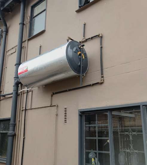 Close-up of new geyser and pressure fittings